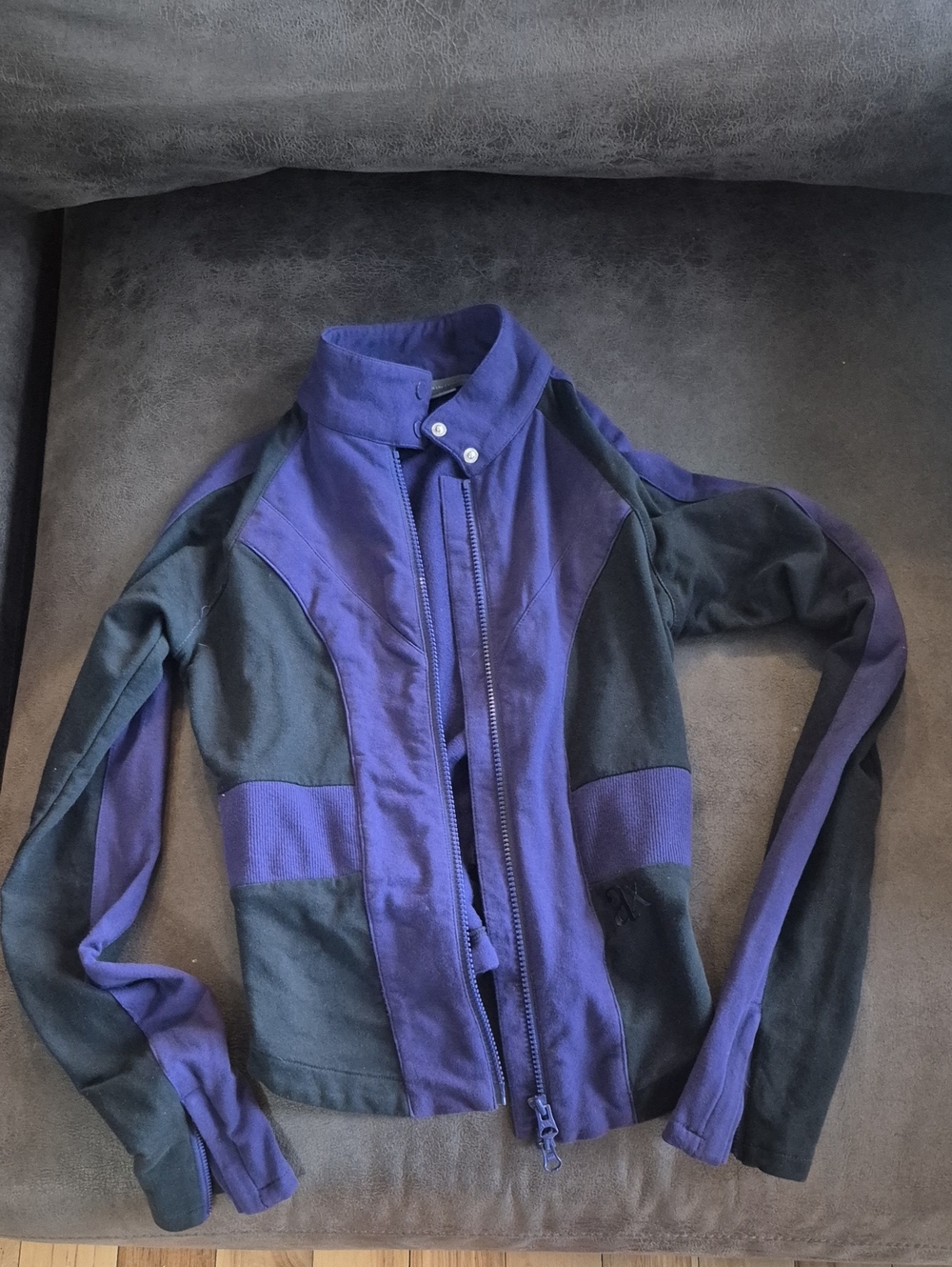 Armani Exchange Purple & Black Zip Front Jacket